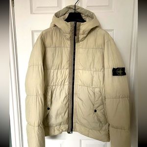 Mens Stone Island Beige Down Puffer Jacket Size Large Great Winter Coat